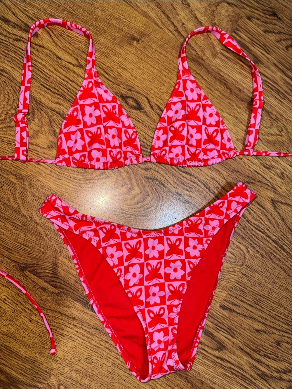 Pacsun Red and Pink Bikini Set